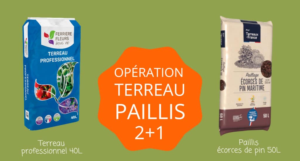 Opération terreau et paillis - 2+1 - Journées Printemps 2025 - Jardinerie Ferriere Fleurs